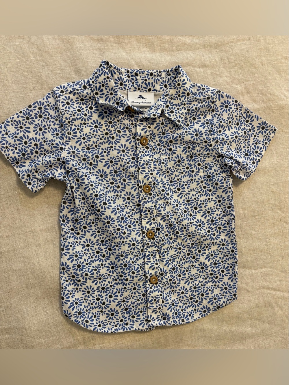 Tommy Bahama Blue Floral Button Down Short Sleeve 3T